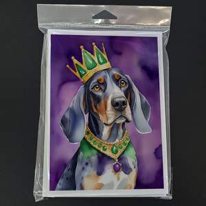 Paquete de tarjetas de felicitación Bluetick Coonhound King Mardi Gras 8 tarjetas de nota en blanco A7 tamaño 5x7 con sobres caprichosos - Product Image 3
