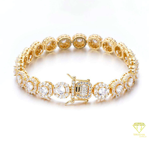 Bracelet Tennis Hip Hop de Haute Qualité en Argent Sterling 925 avec Diamants Moissanite VVS Sertis pour Hommes - Product Image 4