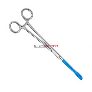 Pinzas de Esponja Premium con Recubrimiento Azul de 9.5 Pulgadas, Rectas, Instrumento Quirúrgico Ginecológico Manual, Acero Inoxidable Alemán, Certificado CE - Product Image 3