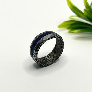 Men's Unique Engagement Damascus Steel Wedding Band 8mm Whiskey Barrel <b>Ring</b> Fashionable Gift for Him - Product Image 2