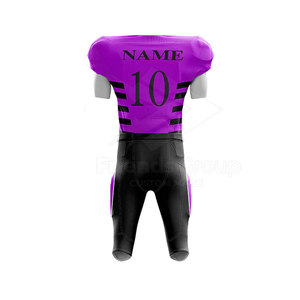 Ensemble d'uniformes de football américain pour hommes, nom d'équipe personnalisé, imprimé par transfert thermique, tissu 100% polyester, durable, respirant, col en V - Product Image 3