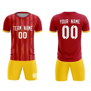 Custom Soccer Uniform Set Black <b>Red</b> Sublimation Print Team Name Number Adult Unisex Breathable Polyester Sport Wear Needle - Product Image 3