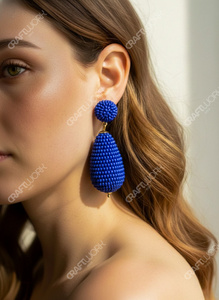 Handmade Blue <b>Beaded</b> Drop Earrings for Women Statement Dangle Earrings Elegant Party Wear Trendy Jewelry Gift - Product Image 5