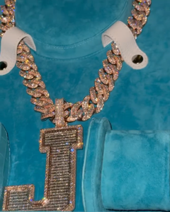 Pendentif lettre J avec pierres Moissanite, taille baguette personnalisée, or rose glacé, style Hip Hop, micro-pavé, serti griffes, unisexe, pour soirée - Product Image 6