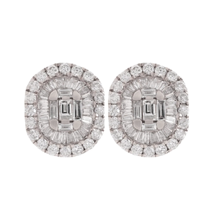 1.80 CT Heart Cut Diamond Double Halo Freshwater Pearl <b>Stud</b> Earrings in 18K Gold - Product Image 2