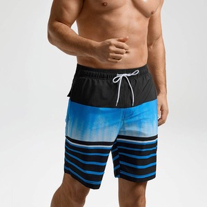 Shorts de plage en tissu peigné uni avec impression par sublimation personnalisée, poches, anti-plis, séchage rapide, élastiques, pour la natation - Product Image 3