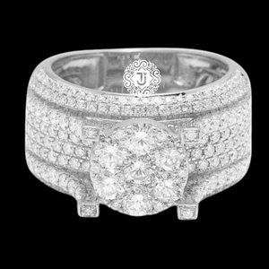 Anillo de Lujo Tasnim Estilo Hiphop con Letra, Chapado en Oro Blanco, con Diamante Moissanita VVS de Corte Brillante Redondo, Engaste Prong, Unisex, para Boda - Product Image 1