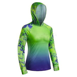 Custom Sublimation <b>Shirt</b> Long Sleeve <b>Hooded</b> Fishing <b>Shirt</b> Crewneck Rash Guard UPF 50+ Sun Protection <b>Shirt</b> - Product Image 4