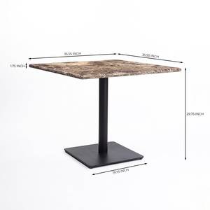 Ganpati GN1070 Modern Dark Emperador Marble Dining Hotel Restaurant <b>Table</b> Black Metal Pedestal Base Foldable Portable - Product Image 5