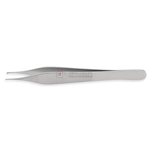 Pinzas de microcirugía 1x2 dientes, micro Adson para tejido, puntas rectas, mango plano, acero inoxidable, instrumentos médicos - Product Image 1