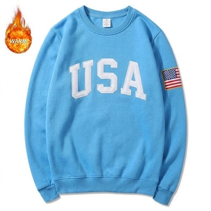เสื้อสเวตเชิ้ตแขนยาวปักลายตัวอักษร USA ด้านหน้าสำหรับผู้ชาย สวมใส่สบายๆ สไตล์ลำลอง เหมาะสำหรับฤดูหนาว - Product Image 3