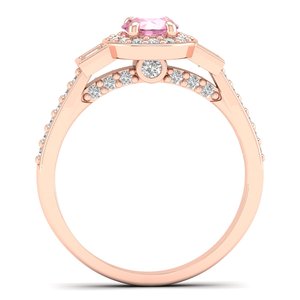 Bague en or rose 14 carats avec pierre précieuse Morganite rose taille ronde 0,5 carat REYES – Vente chaude – Bijoux fins en Moissanite pour mariage – Vente en gros - Product Image 4
