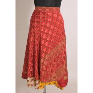 Women's Vintage Floral Handmade Silk Wrap <b>Skirt</b>, Mid-Waist Lightweight <b>Boho</b> Style - Product Image 1