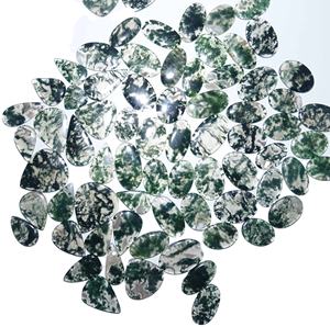 Pierre précieuse en vrac d'agate de mousse de quartz vert naturel faite à la main pour la fabrication étonnante de bijoux - Product Image 1
