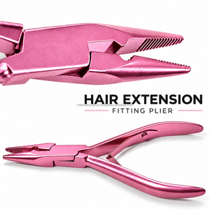 Pince à sertir professionnelle pour extensions de cheveux de 5 pouces, rose, en acier inoxydable, pour micro-anneaux et perles, pour salon - Product Image 2