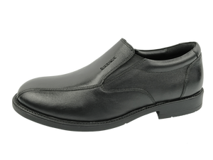 Mocasines de Cuero Negro para Hombre, Punta Redonda, Sin Cordones, Transpirables, Zapatos de Oficina y Carrera, Suela de Goma, Diseño Sólido - Product Image 3