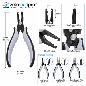 Pince à façonner les fils à mâchoires coniques longues et dentelées en acier inoxydable, outil de fabrication de bijoux 6 pouces ZetomedPro - Product Image 2