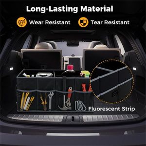 Organizer per Bagagliaio Auto in Tessuto Oxford 600D, 13 Galloni, 3 Scomparti + 6 Tasche, Base Antiscivolo, Nero - Product Image 5
