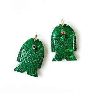 Pendentif Poisson en Malachite AAA, Collier en Argent 925 Fait Main avec Pierre Précieuse, Breloque en Cristal de Guérison Sculptée à la Main, Bijou de Luxe Tendance pour la Création de Bijoux - Product Image 2