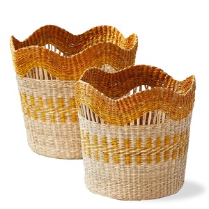 Natural Seagrass Storage <b>Baskets</b> Woven Scalloped <b>Basket</b> Rustic Boho Home Decor Multi-Purpose Wholesaler <b>Wicker</b> <b>Laundry</b> <b>Basket</b> - Product Image 1
