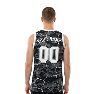 Conjunto de Baloncesto con Diseño Gráfico Crack para Hombre, Camiseta sin Mangas con Cuello en V, Nombre y Número del Jugador, Pantalones Cortos Ajustados, Conjunto de Dos Piezas, 100% Algodón - Product Image 4