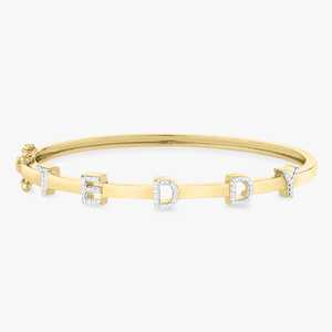 Name Bangle Personalized Custom Wholesale 14k Gold Diamond Lab Grown Round Cut Pave <b>Initial</b> Letters Cuff <b>Bracelet</b> Manufacturer - Product Image 2