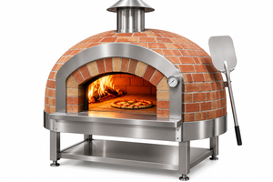 Four à pizza à gaz et au bois en forme de dôme, équipement de boulangerie commercial, autoportant, manuel, avec spatule pour cuisine de pizzeria - Product Image 2