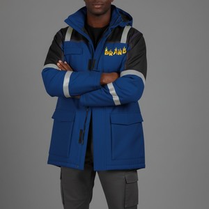 Durable Reflective Work <b>Jacket</b> With Multiple Pockets High Visibility Safety Clothing For Outdoor <b>Workers</b> - Product Image 1