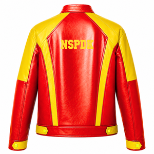 เสื้อแจ็คเก็ตหนัง NSPDK แบบสั่งทำพิเศษ สีแดงและสีทอง ปักโลโก้ สไตล์ลำลองสำหรับผู้หญิง บุด้วยโพลีเอสเตอร์ - Product Image 3