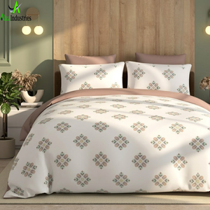 Soft Cotton BedSheet Set Super King 120x120* | Neutral Floral Motif Print <b>Comfort</b> Bedding with 2 Pillowcases Breathable Fabric - Product Image 4