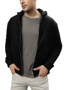 Single Zip-Up Hoodie with <b>Thick</b> <b>Fleece</b> Polyester/Spandex 310g Long Elegant Formal Spring Plain Front Logo - Product Image 2