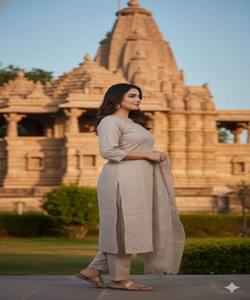 ชุดคุर्ติผ้าเรยอนผสมคอตตอนพิมพ์ลายดิจิทัล แห้งเร็ว สวมใส่สบาย มีไซส์พลัสไซส์ ชุดพื้นเมืองสำหรับผู้หญิง งานทอผ้า - Product Image 2