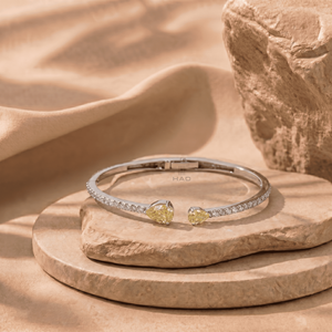 Lab Grown Diamond Open <b>Cuff</b> Bangle White Gold Yellow Pear Diamond <b>Bracelet</b> Elegant Luxury Fine Jewelry Gift For Women - Product Image 6