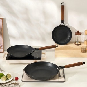 Round Nonstick Frying <b>Pan</b> With Plastic Handle Ceramic Coating For Gas <b>And</b> Induction Cooker Hand Wash Only - Product Image 6