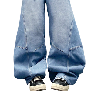Jean en denim bleu clair pour homme, coupe ample, style streetwear décontracté, respirant, séchage rapide, 100 % coton, style vintage, longueur intégrale - Product Image 6