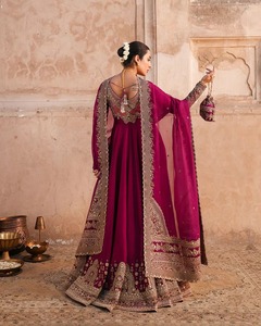 ชุดเดรส Anarkali Lehenga Choli แบบยาวประดับประดาอย่างหรูหราสไตล์ปากีสถาน สำหรับผู้หญิง ชุดเจ้าสาวงานแต่งงาน ชุดงานเลี้ยงสุดหรู ผ้าอะคริลิกกันยับ - Product Image 5