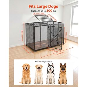 Jaula para Perros Resistente e Indestructible de 64 Pulgadas, a Prueba de Escapes, para Perros Grandes, Carga Máxima 300 Libras, para Uso en Interiores con Alta Ansiedad - Product Image 2