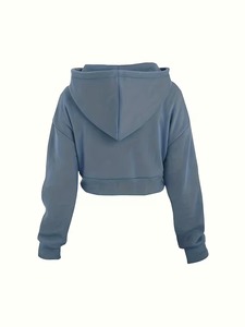 Haut court à capuche tendance avec logo OEM, dernier design, fermeture éclair, léger, style décontracté hiver automne pour femme - Product Image 2