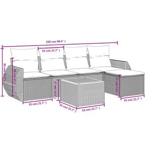 Conjunto de Sofás Modulares de Jardín de 6 Piezas en Ratán PE Gris, Muebles de Jardín Modulares Cómodos - Product Image 3