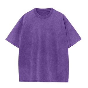 T-shirt Homme Oversize 100% Coton Manches Courtes Col Rond Décontracté Grande Taille Couleur Unie Maille Jersey Lavage Acide Anti-Boulochage Avant - Product Image 3