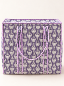 Sac fourre-tout en coton à fleurs bohèmes, poignées rayées, fermeture éclair, grande capacité, design matelassé, mode, utilisation toutes saisons, plage - Product Image 6