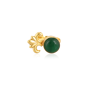 Stylish <b>Adjustable</b> Green Onyx Brass <b>Ring</b> Handmade Gemstone Jewelry for Women - Product Image 1