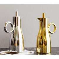 Ensemble de luxe Dallah arabe bordeaux et or – Carafe à café thermique côtelée moderne – Service traditionnel du Majlis du Moyen-Orient – Cadeau