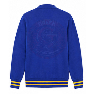 Cardigan bleu pour femme Sorority Sigma Gamma SGR, pull brodé avec logo lettres grecques, manches longues, col en V tricoté - Product Image 2