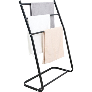 Porte-serviettes sur pied à 2 niveaux en métal poli, support de rangement pour serviettes de salle de bain, pour la maison et l'hôtel - Product Image 6