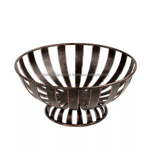 Multi-Purpose Simple Unique Design <b>Wire</b> <b>Basket</b> Metal <b>Black</b> Copper Antique Vintage Fruit <b>Basket</b> for Home Use Food Display Storage - Product Image 1