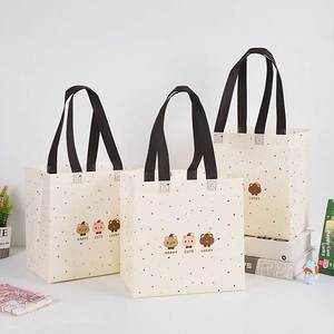 Sac de courses en non-tissé PP imprimé personnalisé avec motif de dessin animé, taille moyenne, avec poignée en sangle PP, pour usage quotidien - Product Image 1