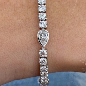 Teardrop Moissanite Tennis Bracelet 925 Sterling Silver Rhodium Plated Iced Diamond Look Women Luxury Wedding Engagement <b>Gift</b> - Product Image 4