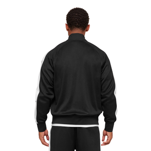 เสื้อแจ็คเก็ตแทร็คสีดำสำหรับผู้ชาย ทรงโอเวอร์ไซส์ ซิปเต็มตัว ชุดกีฬา ชุดออกกำลังกาย ชุดลำลอง ชุดสตรีทแวร์ ชุดแอคทีฟแวร์ เสื้อท่อนบน - Product Image 2