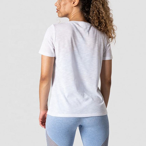 T-shirt à col rond gris foncé pour femme, manches courtes, coupe classique, tricot uni, respirant, haut décontracté pour toutes les saisons - Product Image 6